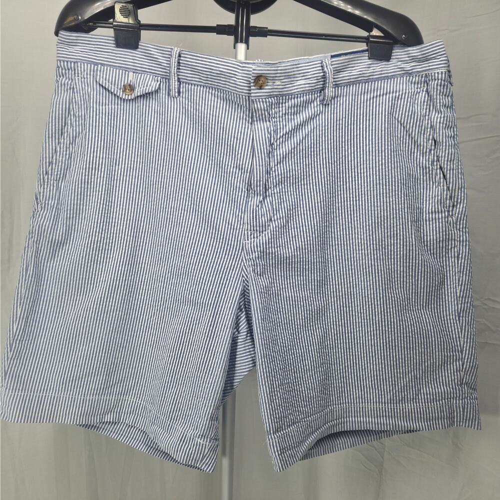 Polo Ralph Lauren Seersucker Shorts Men’s 40 Blue White Stripe Stretch Classic